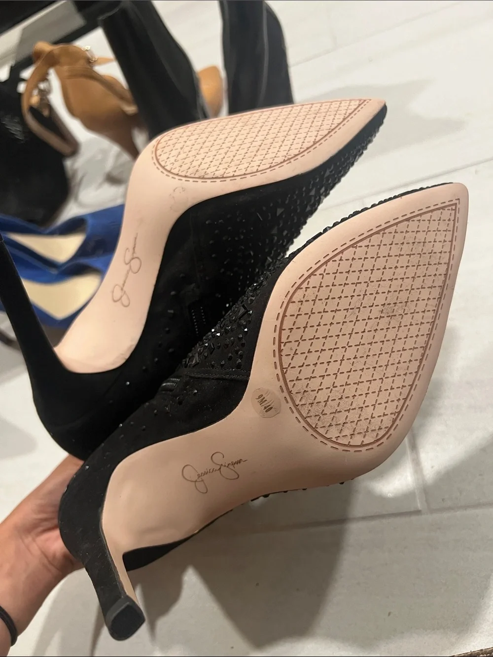 Black Embellished Pointed-Toe Women's Ankle Boots